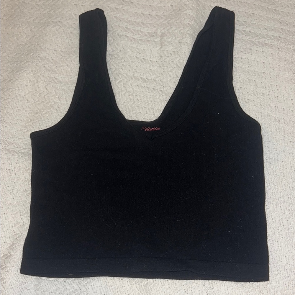 Black Fitted Crop Tank Top Sleeveless